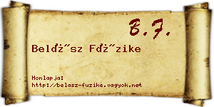 Belász Füzike névjegykártya